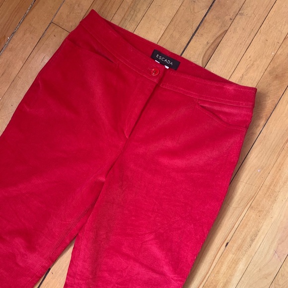 Escada Red Corduroy High Waisted Flared Pants W32 - Picture 8 of 10